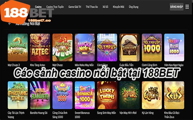 Các sảnh casino nổi bật tại 188BET